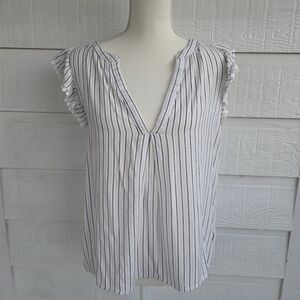 EUC Jodifl Striped V-Neck Ruffle Sleeve Top